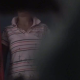 A woman is video-recorded by an unseen cameraman through a hole in the wall as she has a runny shit into a public toilet. The cameraman zooms in for a detailed, close-up look at the woman wiping her ass afterward.